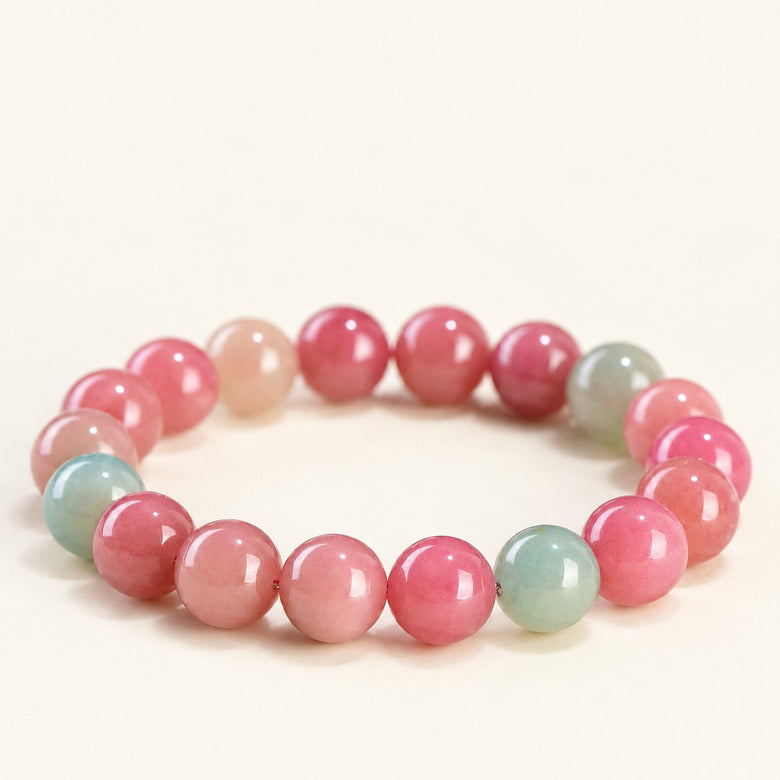 Pastel Garden — Pink & Green Stone Bead Bracelet — Alora Gems product photograph