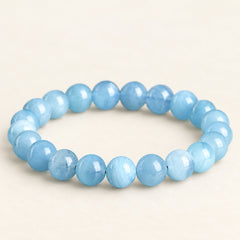 Sea Glass — Aquamarine Round Beads — Alora Gems product detail