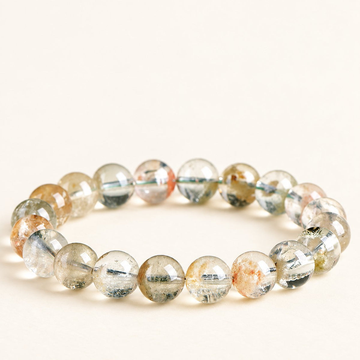 Matcha Garden — Multicolor Phantom Quartz Bracelet — Alora Gems product detail