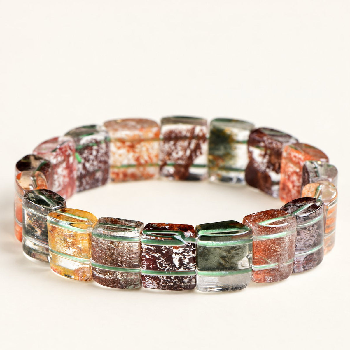 Four Seasons — Floral Phantom Quartz Panel Bracelet — Alora Gems product photograph