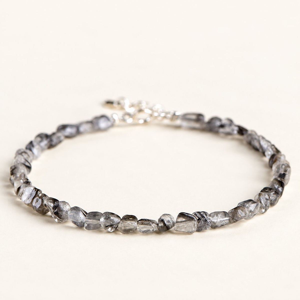Silver Eclipse — Black Included Quartz Silver Bracelet — Alora Gems product photograph