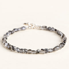Silver Eclipse — Black Included Quartz Silver Bracelet — Alora Gems product photograph