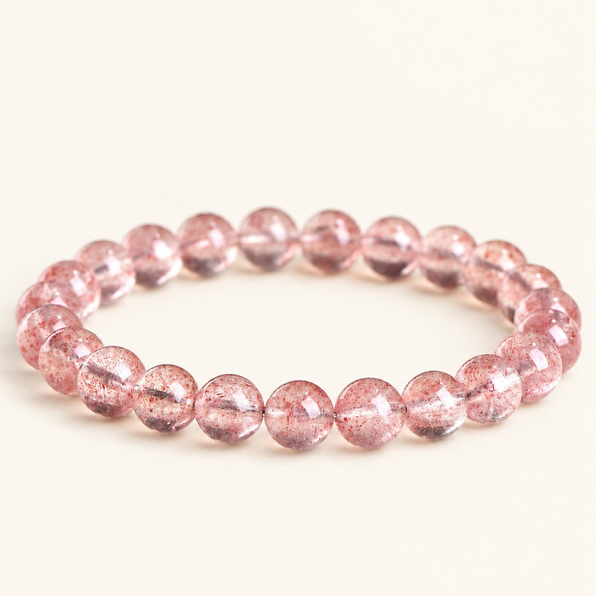 Scarlet Bloom — Strawberry Quartz Bead Bracelet — Alora Gems product detail