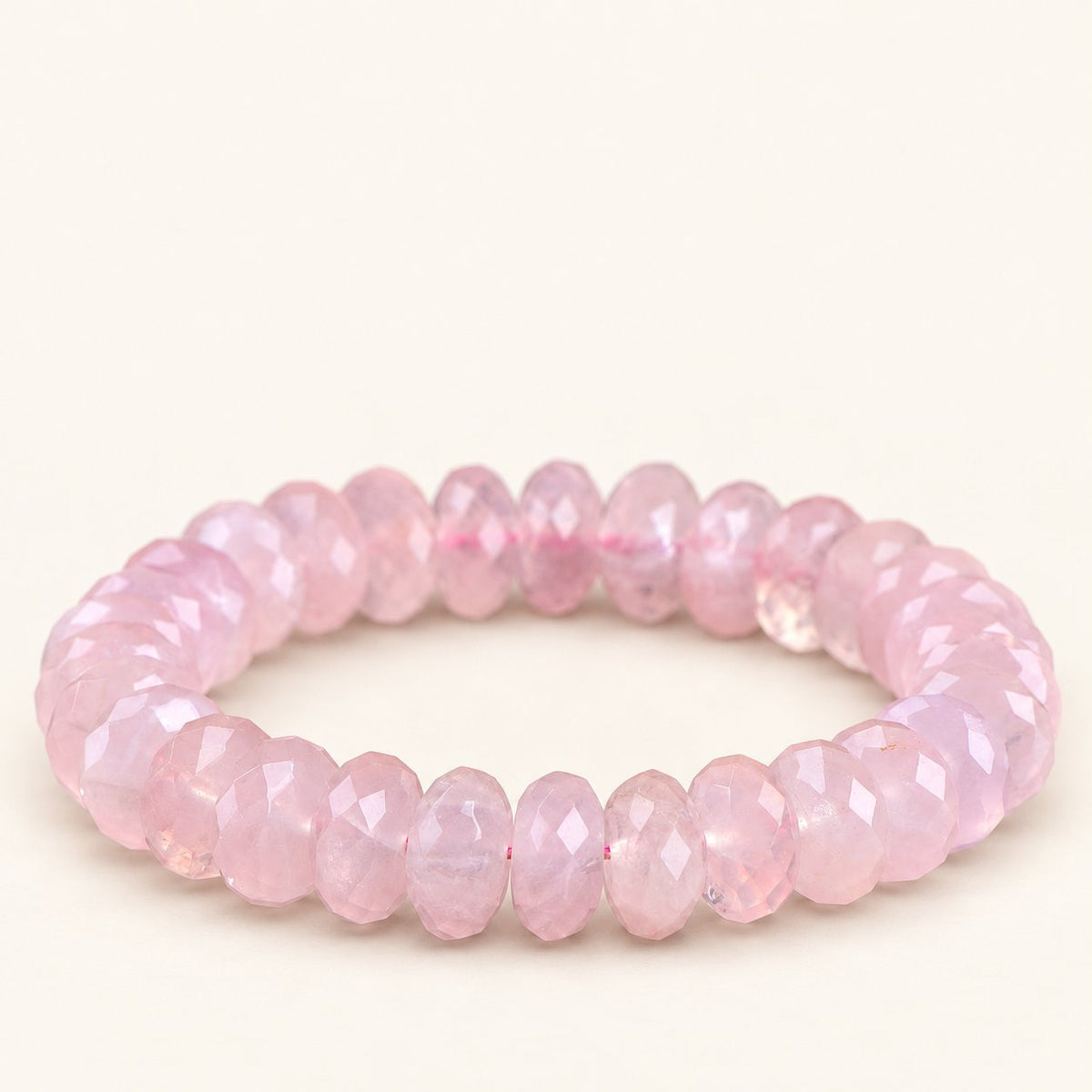 Petal Prism — Faceted Rose Quartz Disc Bracelet — Alora Gems product photograph