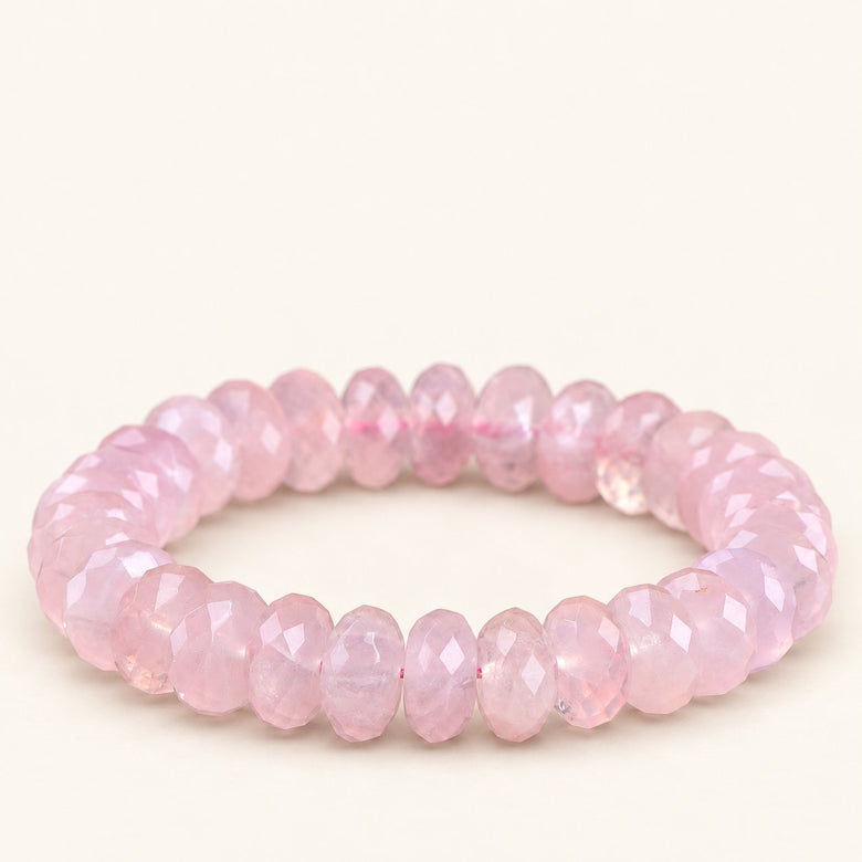Petal Prism — Faceted Rose Quartz Disc Bracelet — Alora Gems product photograph