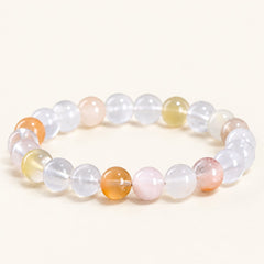 Rainbow Veil — Fiber-Inclusion Quartz Bead Bracelet — Alora Gems product detail