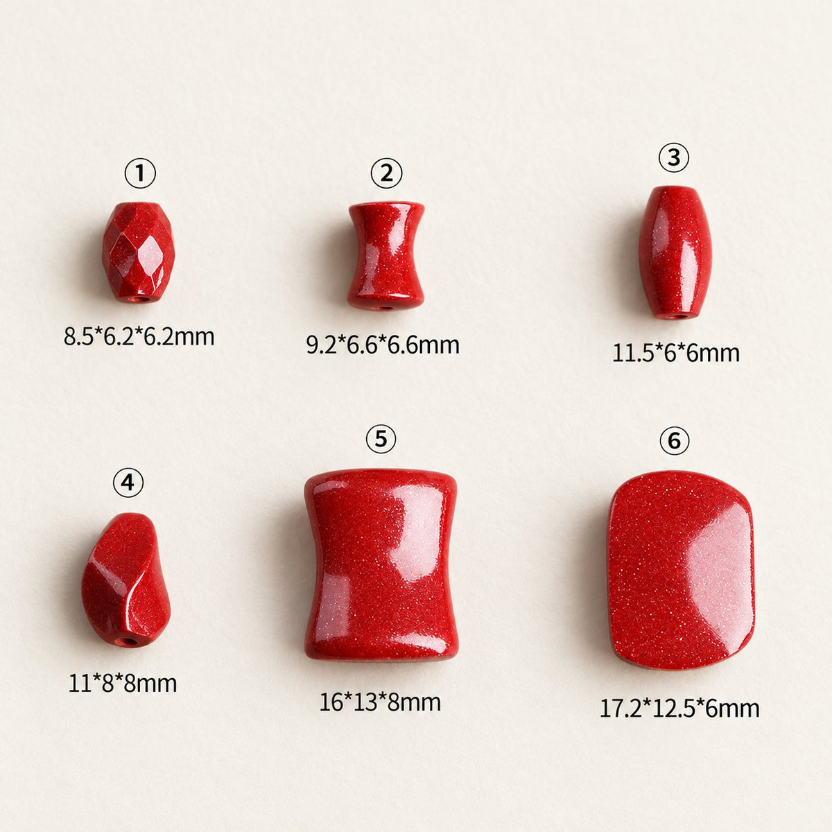 Scarlet Arc — Cinnabar Panel Bead Components — Alora Gems product detail