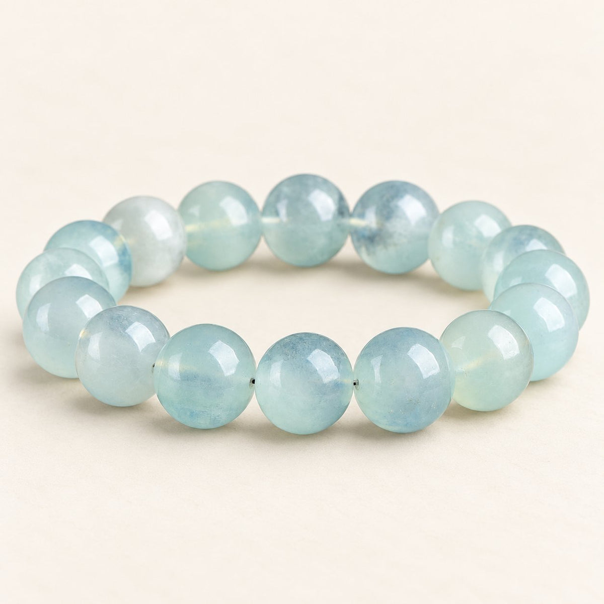 Glacial Blue — Aquamarine Bead Bracelet — Alora Gems product detail