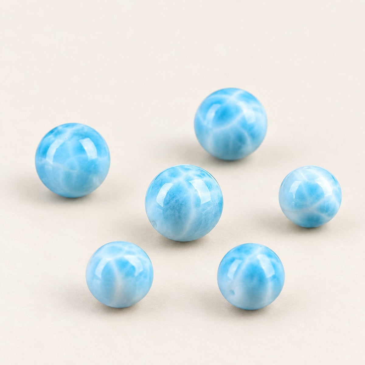 Ocean Mosaic — Larimar Round Beads — Alora Gems product detail
