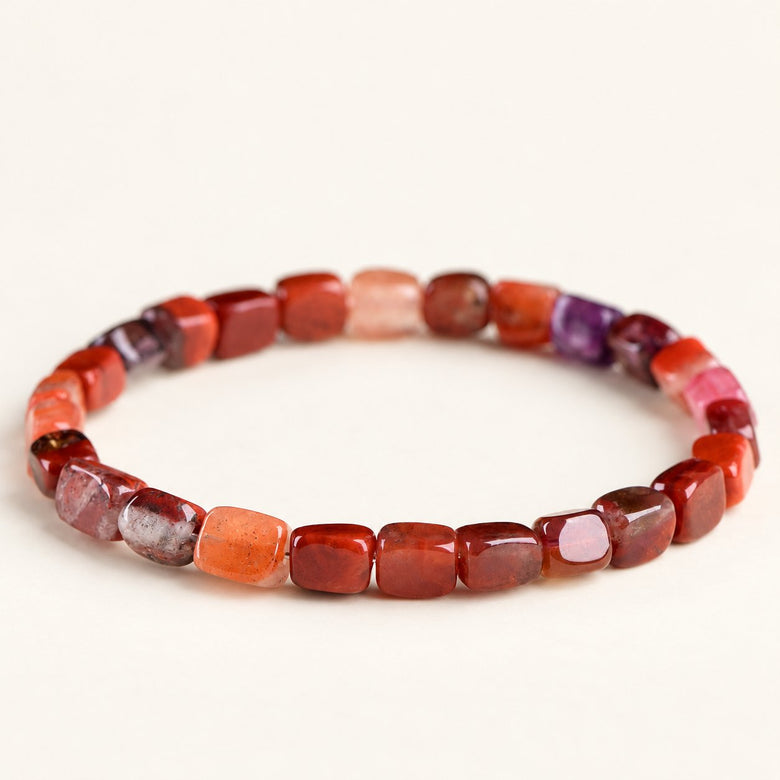 Crimson Cubes — Included Quartz Bracelet — Alora Gems product photograph