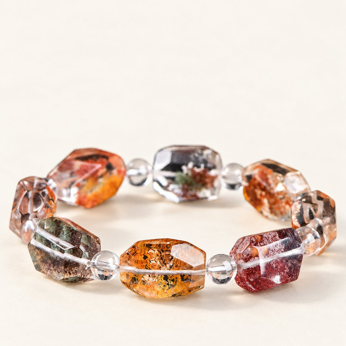 Garden Prism — Faceted Floral Phantom Quartz Bracelet — Alora Gems product detail