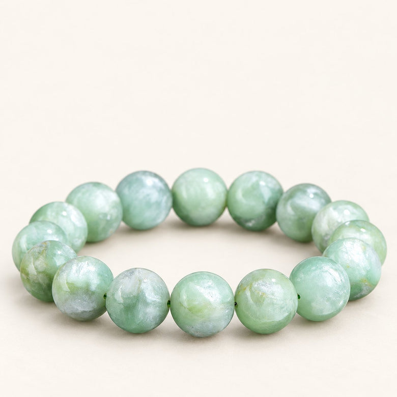 Emerald Meadow — Green Mica Bead Bracelet — Alora Gems product photograph
