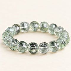 Green Prism — Faceted Quartz Bead Bracelet, product detail on warm ivory