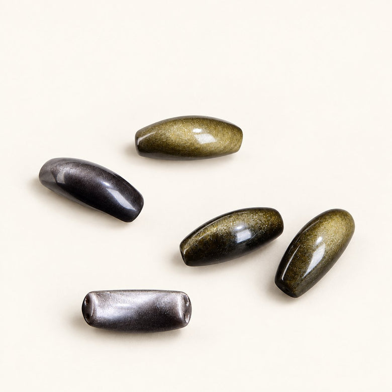 Midnight Crescent — Obsidian Curved Bead Components — Alora Gems product photograph