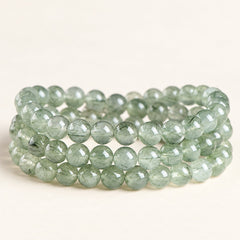 Forest Veil — Green Included Quartz Bead Bracelet — Alora Gems product detail