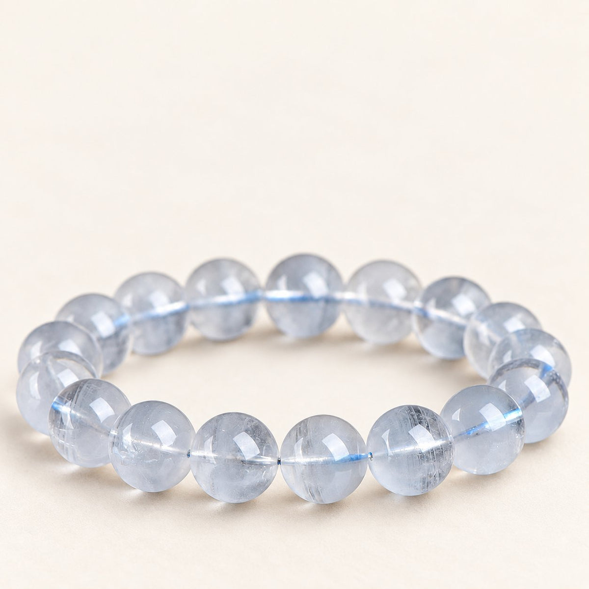 Blue Layers — Phantom Quartz Bead Bracelet — Alora Gems product detail