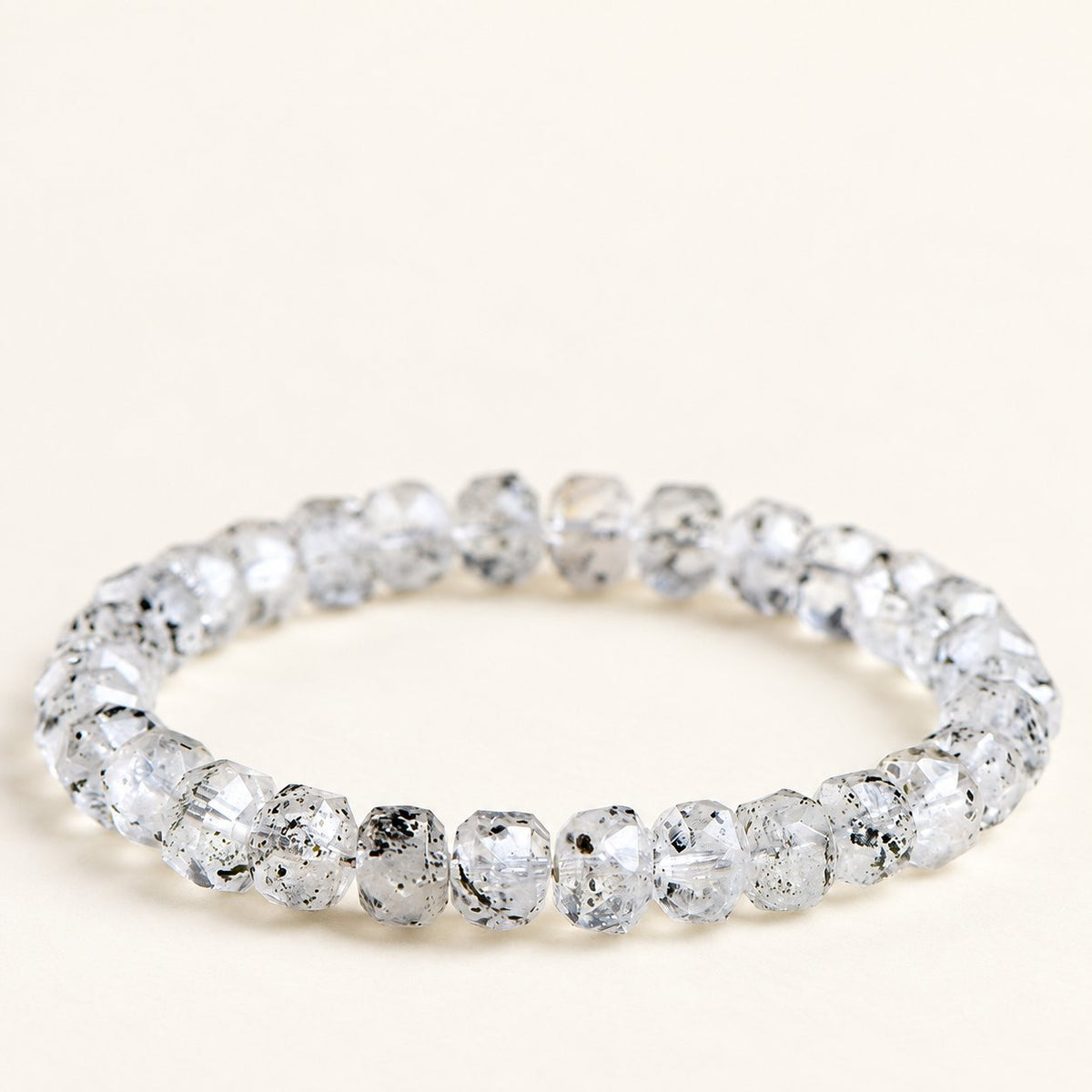 Metallic Prism — Faceted Hematite-Inclusion Bracelet — Alora Gems product photograph