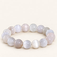 Rainbow Veil — Fiber-Inclusion Quartz Bead Bracelet — Alora Gems product detail