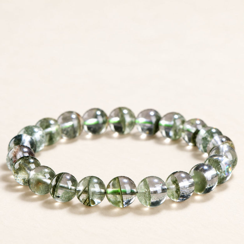 Deep Forest — Green Phantom Quartz Bead Bracelet — Alora Gems product photograph