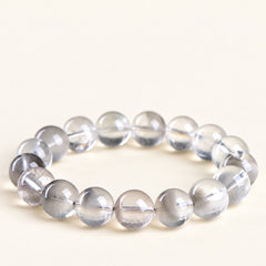 Grey Constellation — Phantom Quartz Bead Bracelet, product detail on warm ivory