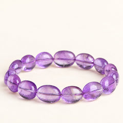Violet Pebbles — Oval Amethyst Bracelet, product detail on warm ivory