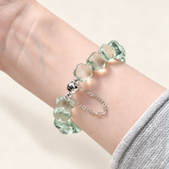 Green Stars — Quartz Bead Bracelet, product detail on warm ivory