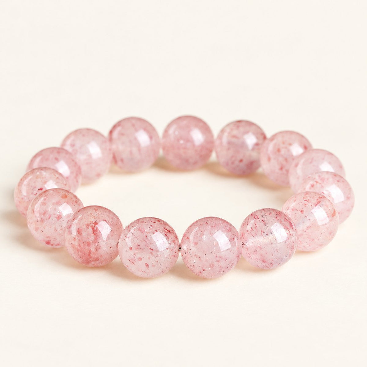Petal Light — Strawberry Quartz Bead Bracelet — Alora Gems product detail