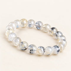 Champagne Snow — Phantom Quartz Bead Bracelet — Alora Gems product detail