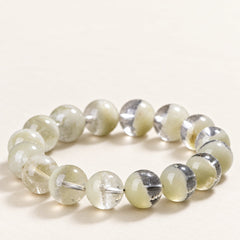 Matcha Cloud — Green Phantom Quartz Bead Bracelet, product detail on warm ivory