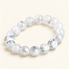 Snowfall — White Phantom Quartz Bead Bracelet — Alora Gems product detail