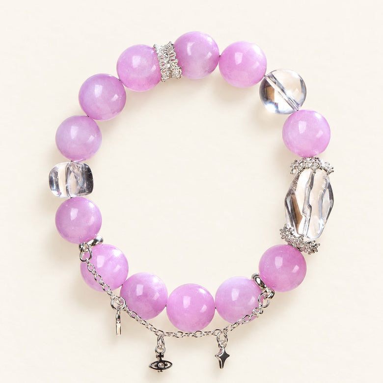 Violet Cosmos — Kunzite & Clear Quartz Bracelet — Alora Gems product photograph