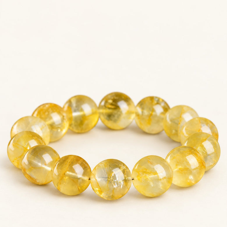 Golden Bloom — Included Quartz Bead Bracelet — Alora Gems product photograph
