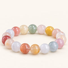 Rainbow Veil — Fiber-Inclusion Quartz Bead Bracelet — Alora Gems product detail
