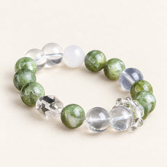 Meadow Frost — Mixed Stone Bead Bracelet, product detail on warm ivory