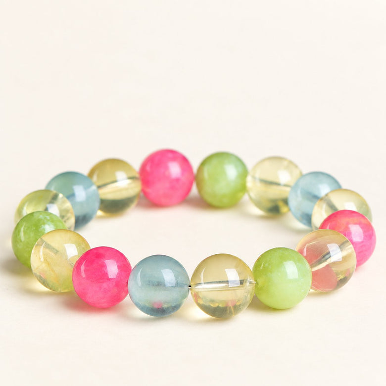 Peach & Vine — Multicolor Stone Bead Bracelet — Alora Gems product photograph