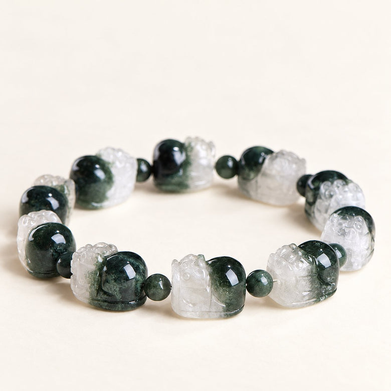 Forest Guardian — Green Phantom Quartz Pixiu Bracelet — Alora Gems product photograph