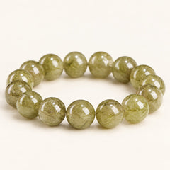 Forest Threads — Tourmalinated Quartz Bead Bracelet, product detail on warm ivory