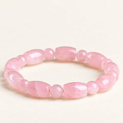 Rose Columns — Rose Quartz Barrel Bead Bracelet — Alora Gems product detail