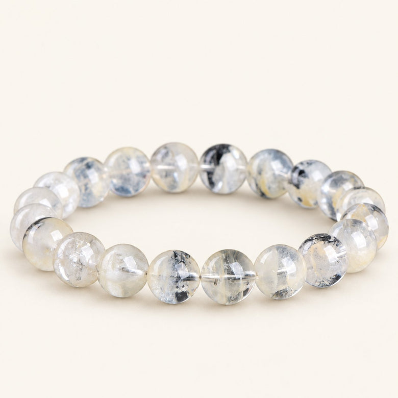 Champagne Snow — Phantom Quartz Bead Bracelet — Alora Gems product photograph