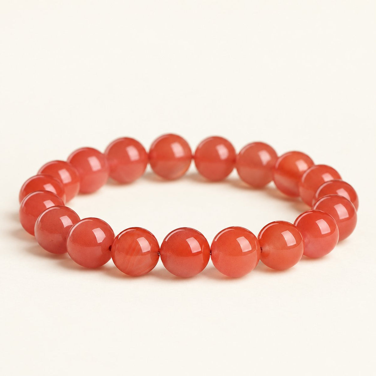 Cherry Ember — Red Agate Bead Bracelet — Alora Gems product detail