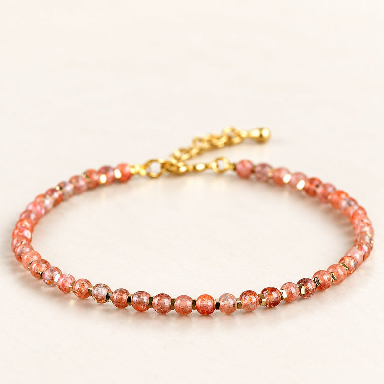 Solar Glow — Sunstone Bead Bracelet — Alora Gems product photograph