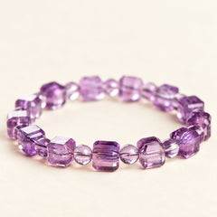 Violet Cubes — Amethyst Bead Bracelet — Alora Gems product detail