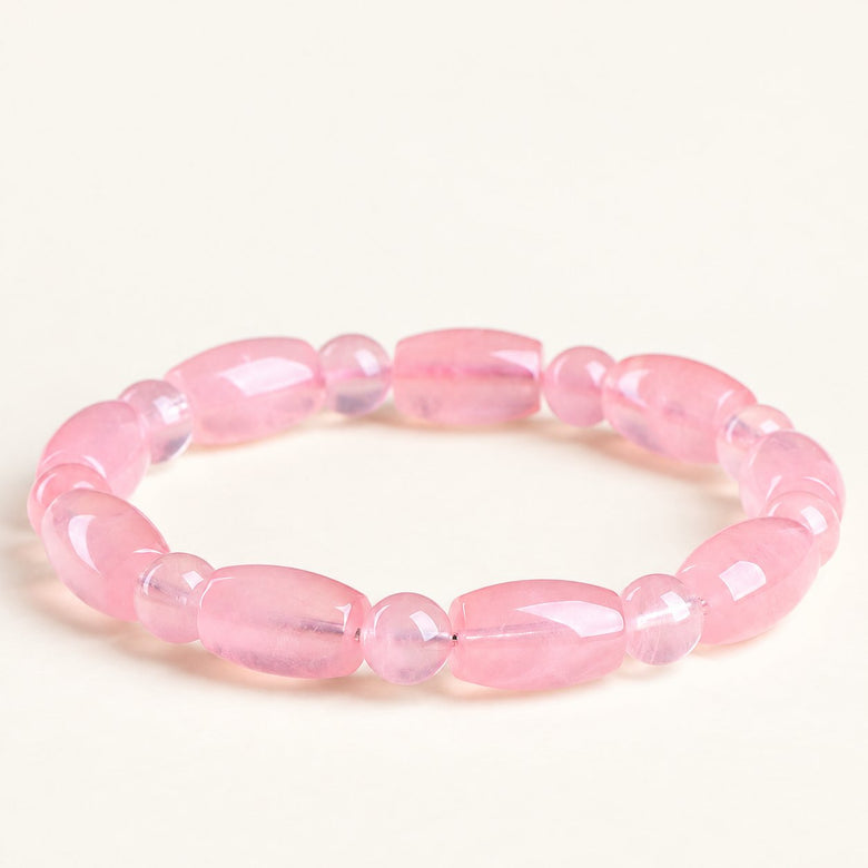 Rose Columns — Rose Quartz Barrel Bead Bracelet — Alora Gems product photograph