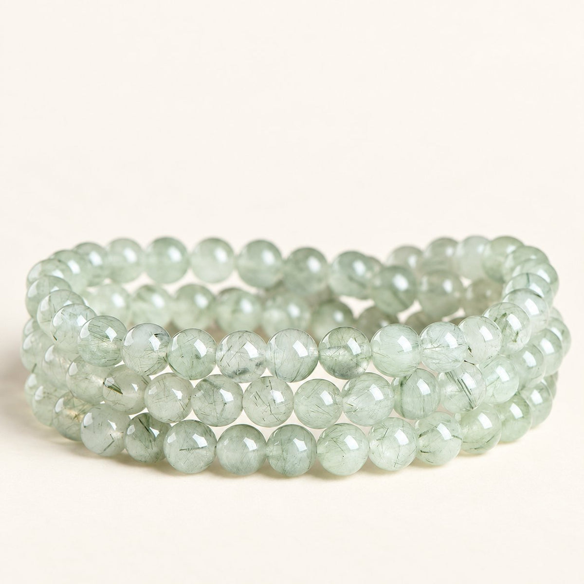 Forest Veil — Green Included Quartz Bead Bracelet — Alora Gems product detail