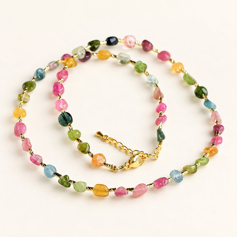 Rainbow Current — Freeform Tourmaline Necklace — Alora Gems product photograph