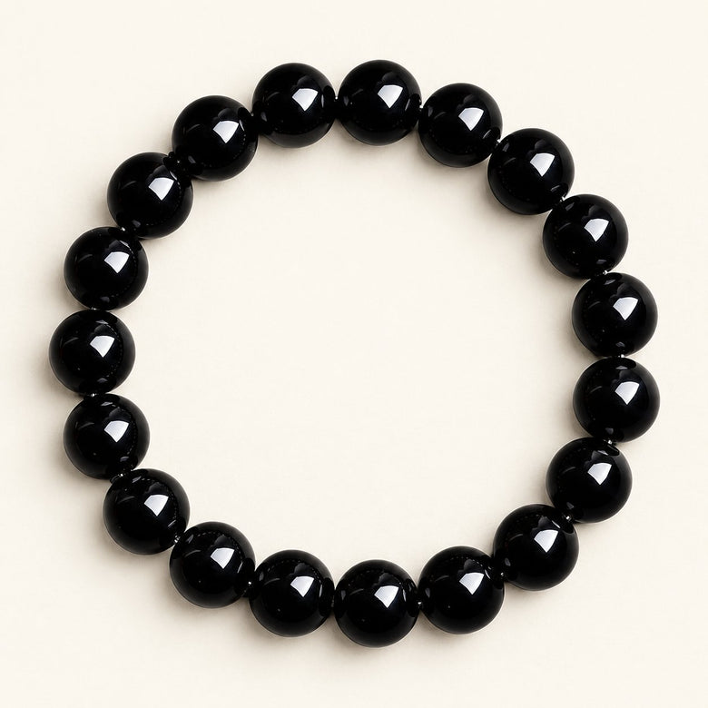 Midnight Luster — Obsidian Bead Bracelet — Alora Gems product photograph