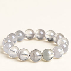 Grey Constellation — Phantom Quartz Bead Bracelet, product detail on warm ivory