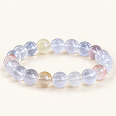 Rainbow Veil — Fiber-Inclusion Quartz Bead Bracelet — Alora Gems product detail