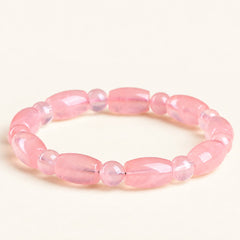 Rose Columns — Rose Quartz Barrel Bead Bracelet — Alora Gems product detail