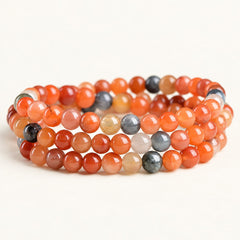 Rainbow Orbit — Fiber-Inclusion Quartz Wrap Bracelet, product detail on warm ivory